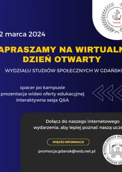 Wirtualny Dzień otwarty Wydziału Studiów Społecznych w Gdańsku