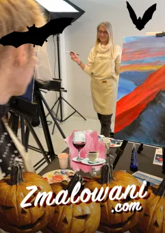 Halloween, malowanie przy winie