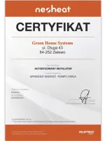 Neoheat
Certyfikat Autoryzowanego Instalatora