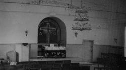 Wnętrze kaplicy w czasach powojennych, kiedy spotykali się w niej polscy baptyści.