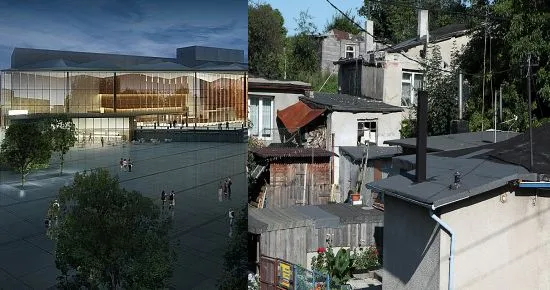 Co jest ważniejsze dla Gdyni? Budowa Forum Kultury (po lewej) czy uporządkowanie zabudowy tzw. Pekinu (po prawej)?