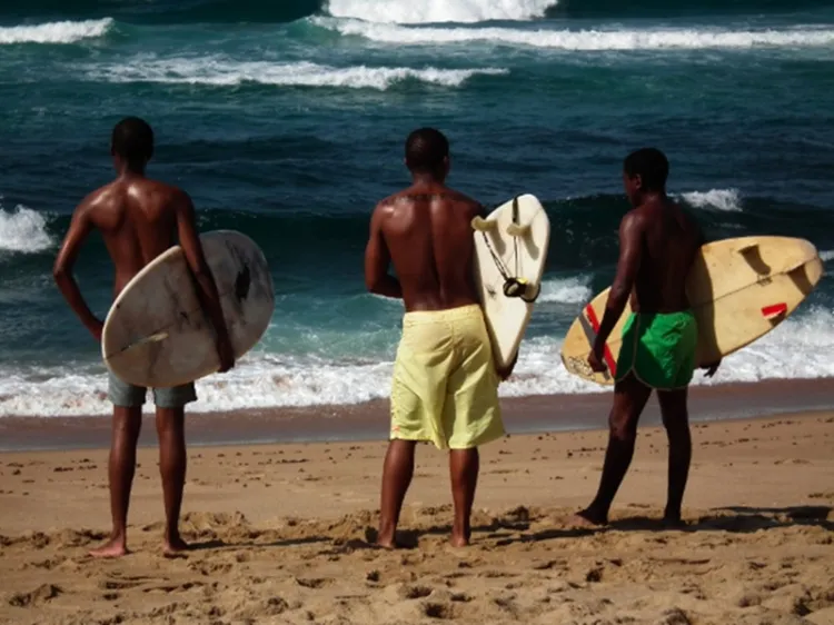 Kadr z filmu "Otelo Płonie". W trudnych czasach apartheidu młodzi mężczyźni odnajdują wolność w surfowaniu.