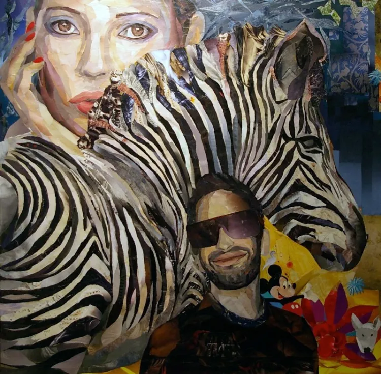 Kate Moss & Marc Jacobs - obraz gdańszczanki Beaty Drozd wykonany metodą kolażu.