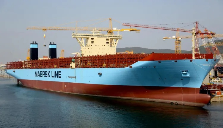 "Maersk Mc-Kinney M&oslash;ller" jest największym kontenerowcem na świecie.