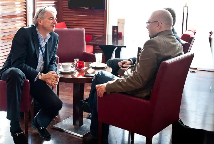 Michael O'Leary, dyrektor linii Ryanair, który przeleciał do Trójmiasta na Europejskie Forum Nowych Idei, w rozmowie z Robertem Kiewliczem.