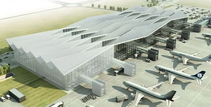 Wyłoniony w przetargu wykonawca rozbuduje terminal T2 o 30 proc. Na wizualizacji to jaśniejsza część budynku.