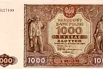 Polskie banknoty wprowadzone do obiegu w różnych miesiącach 1946 roku.