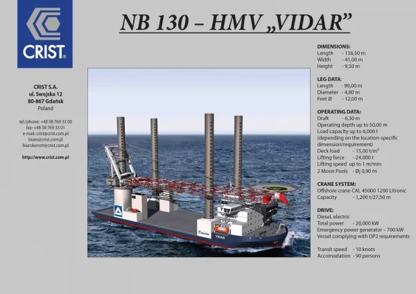 "Vidar" jest jednostką typu "Heavy Lift Jack up Vessel".
