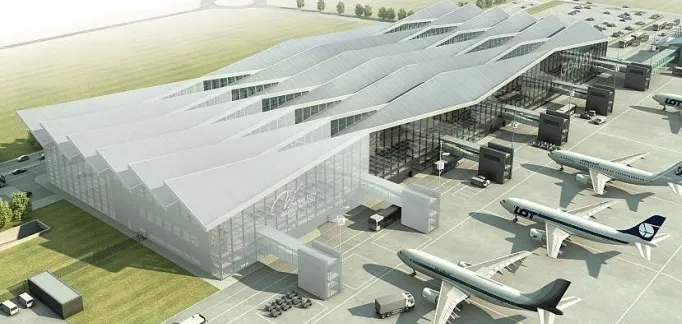 Po przedłużeniu terminalu o ok. 60 metrów w kierunku zachodnim (wzdłuż lotniska), powierzchnia budynku powiększy się o ok. 30 proc. W nowej części (na wizualizacji zaznaczonej na biało) przyjmowani będą pasażerowie przylatujący do Trójmiasta. 