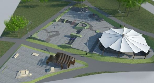 Skatepark, na razie na wizualizacjach, w sierpniu ma być gotowy.