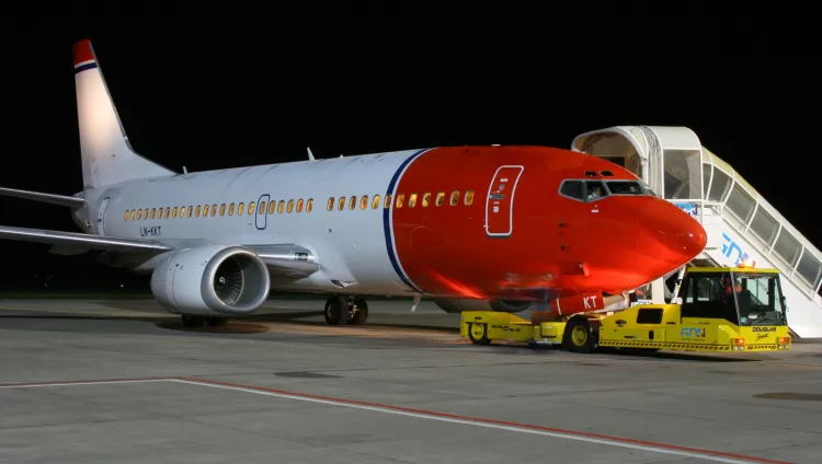 Samolot linii Norwegian na lotnisku w Rębiechowie.