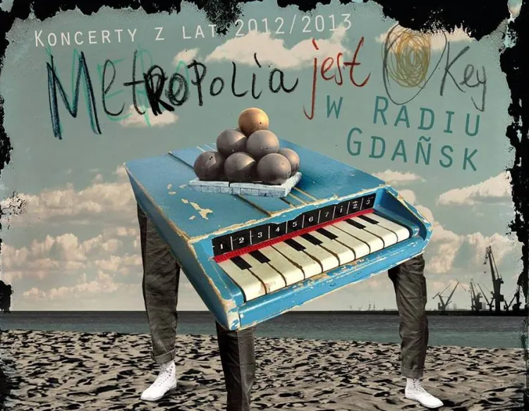 Okładka dwupłytowej składanki "Metropolia jest Okey w Radiu Gdańsk", na którą trafiło 21 utworów trójmiejskich zespołów.