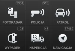 Główny interfejs Yanosika - wybierając odpowiednią opcję, poinformuj kierowców o drogowym zdarzeniu