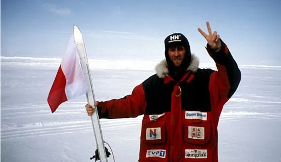 Marek Kamiński podczas wyprawy na biegun północny w 1995 roku.