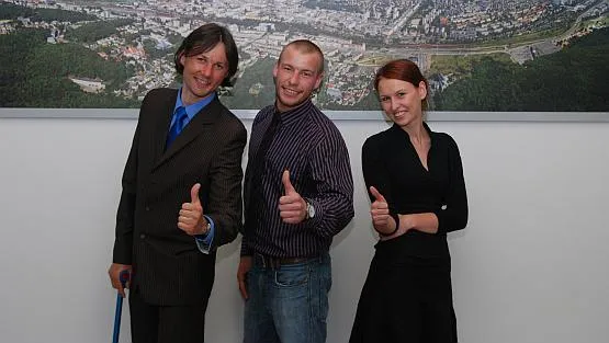 Laureaci: Piotr Gajos (pierwszy z lewej), Piotr Ostromęcki oraz Marta Ptaszyńska.