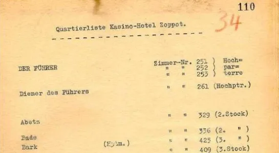Oryginalny rachunek Hitlera (wymienionego jako "DER FÜHRER") za pobyt w sopockim hotelu znajduje się w niemieckich archiwach we Freiburgu.
