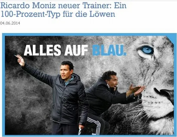 TSV 1800 Monachium tak na swojej stronie internetowej przedstawił Ricardo Moniza, który siódmy zespół 2.Bundesligi przejął od Markusa von Ahlena. Dotychczasowy trener będzie asystentem Holendra. 