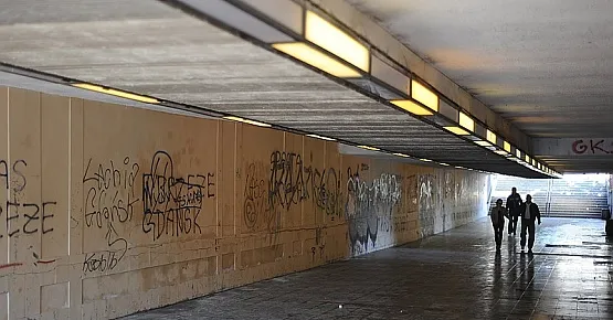Tak obecnie wygląda tunel niedaleko stadionu  GKS w Gdańsku, 