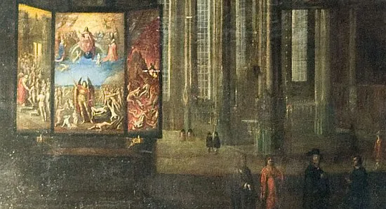 W poniedziałek w Bazylice Mariackiej na kilka godzin został wystawiony obraz nieznanego malarza przedstawiający wnętrze świątyni.