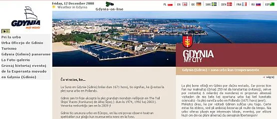 Strona Gdyni została przetłumaczona na język esperanto.