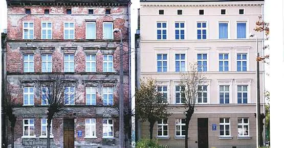 Przed i po - to jeden efektów remontu elewacji w Gdańsku 