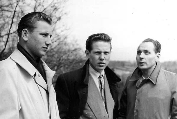 Janusz Christa (w środku) z braćmi Olgierdem i Zdzisławem, w latach 50.