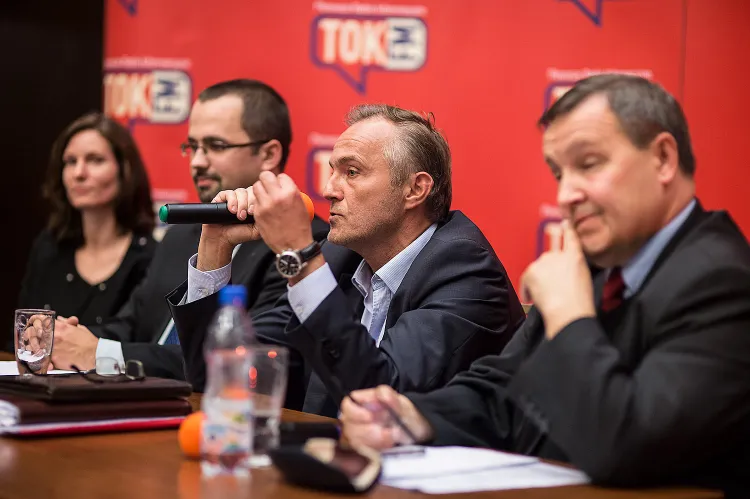 W debacie udział wzięli niemal wszyscy kandydaci na prezydenta Gdyni. Od lewej: Marta Siciarek, Marcin Horała, Wojciech Szczurek i Andrzej Różański. Zabrakło tylko Artura Dziambora z KNP, który nie został zaproszony.