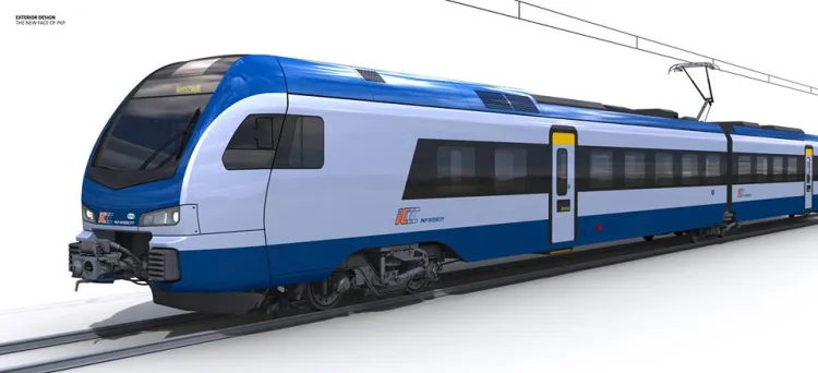 Wizualizacja nowego pociągu Flirt z fabryki firmy Stadler i Newag.