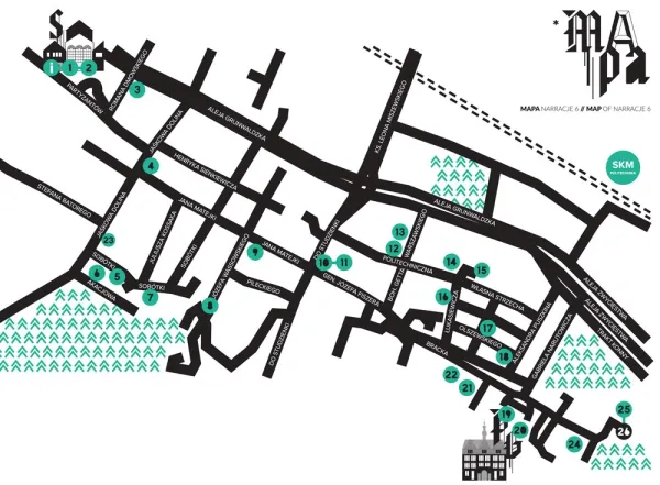 Mapa instalacji festiwalu Narracje.