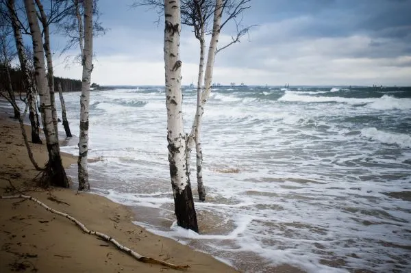 W grudniu ubiegłego roku na skutek orkanu Ksawery wysoka fala zalała plażę w kilku miejscach w Trójmieście. Nz. plaża w Górkach Zachodnich.
