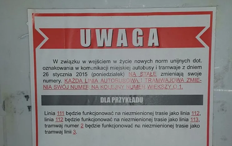 Taki komunikat pojawił się w czwartek na przystanku tramwajowym przy ul. Cieszyńskiego w Gdańsku.