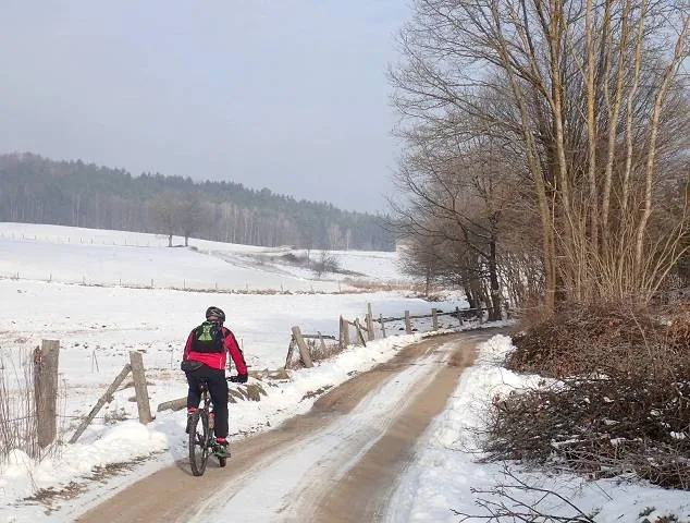 Migawki z zimowej wycieczki Szlakiem Rowerowym Pradoliny Łeby-Redy