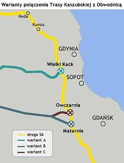 Drogowcy rozważają trzy warianty połączenia Trasy Kaszubskiej z Obwodnicą Trójmiasta: w dwóch wersjach z Gdańskiem, w  jednym z Gdynią.