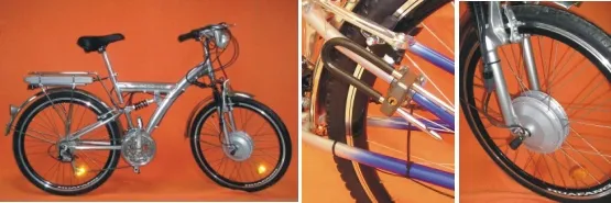 Rower górski z pełną amortyzacją: przód i tył, z bezobsługową baterią litowo-jonową 24V/10Ah