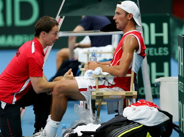 Łukasz Kubot i Radosław Szymanik podczas ostatniego meczu Pucharu Davisa w Trójmieście. 