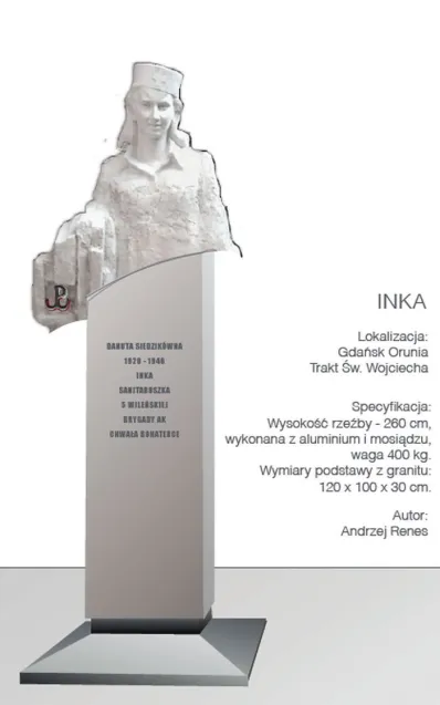 A to druga wersja pomnika "Inki" przygotowana przez tego samego rzeźbiarza.