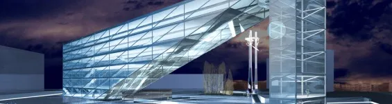 ECS jako kompleks szklanych budynków zaproponował w 2005 roku architekt Romuald Loegler.