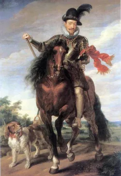 Zygmunt III Waza na koniu. Portret ze szkoły Rubensa.