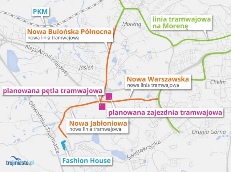 Plany budowy nowych tras tramwajowych w Gdańsku.