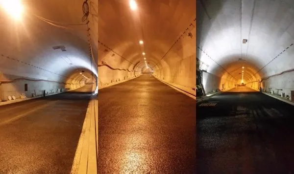 W tunelu zostało wylane już kilkaset metrów asfaltu. Wszystkie prace wewnątrz potrwają do końca roku.