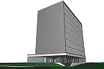 Ośmiopiętrowy budynek będzie liczył ok. 30 metrów wysokości. Wizualizacja przedstawia jedynie planowaną bryłę budynku.