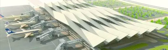 Morskie fale i turbina silnika odrzutowego - do takich inspiracji przy projektowaniu dachu nowego terminalu w Rębiechowie przyznają się architekci z pracowni JSK, autorzy zwycięskiego projektu.