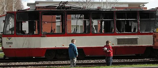 Spalony tramwaj w Gdańsku...