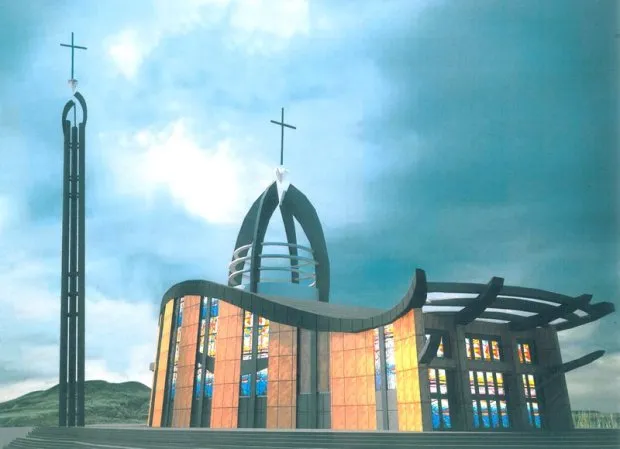 Najnowszy, trzeci projekt kościoła na Łostowicach. Świątynia ma zostać wzniesiona na planie ryby.