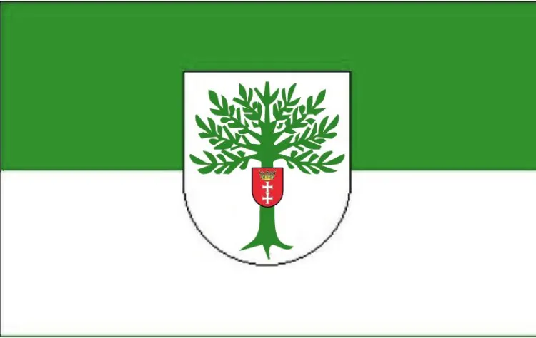 Flaga Oliwy nawiązuje do historycznego herbu tej dzielnicy. 