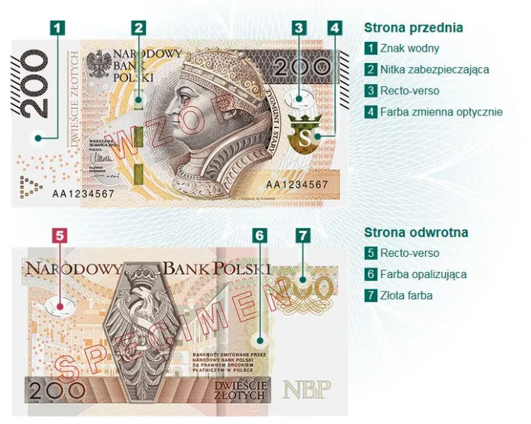 Tak wyglądają nowe banknoty o nominale 200 zł.