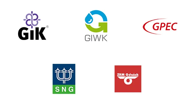 Logotypy wybranych spółek prawa handlowego z udziałem Gminy Miasta Gdańska.