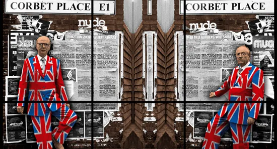 Fragment wystawy prac duetu Gilbert & George pt."Jack Freak Pictures", która w 2011 roku zostanie zaprezentowana w Centrum Sztuki Współczesnej "Łaźnia". Dzięki dotacji m.in. Narodowego Centrum Kultury.