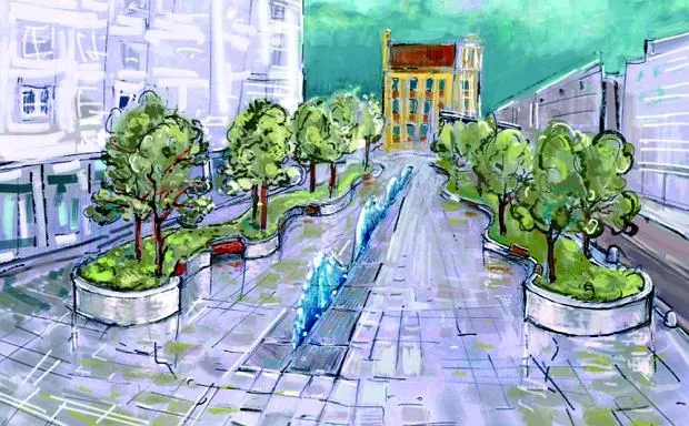 Wizja artystyczna miejskiego plastyka Gdyni - Jacka Piątka, dotycząca zagospodarowania terenu na Placu Kaszubskim.