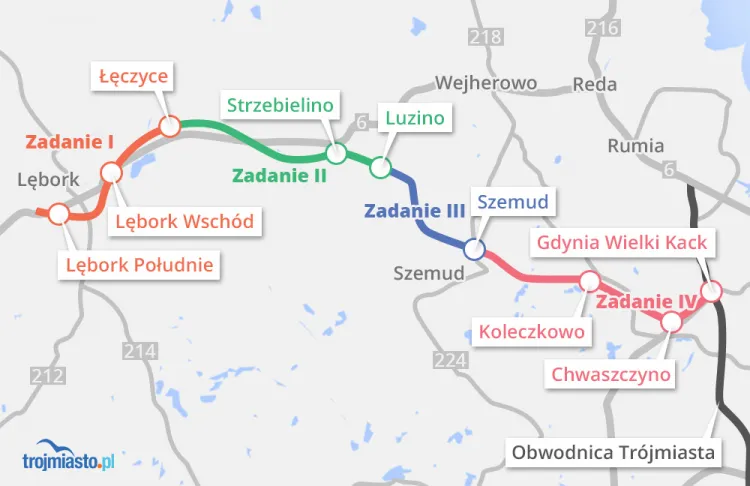 Trasa Kaszubska została podzielona na cztery zadania.